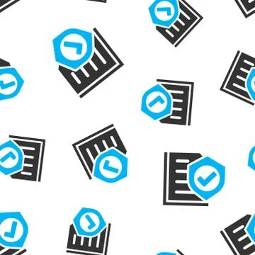 Insurance policy icon seamless pattern background. Report vector illustration Stock Illustration