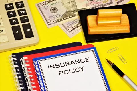 Insurance policy. The text label in the document of the Treaty. Stock Photos