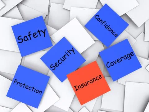 Insurance post-it note shows life and assets coverage イラスト素材