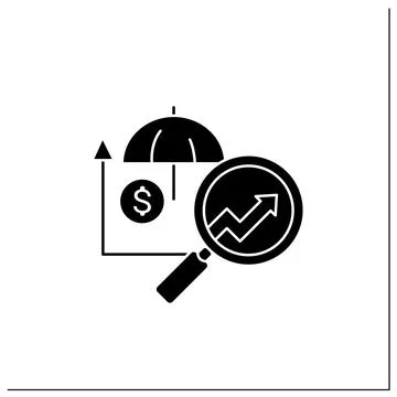 Insurance predictive analytics glyph icon 스톡 일러스트