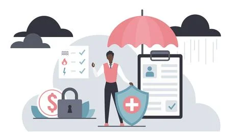 Insurance Protection Concept With Cloud Elements Illustrazione stock