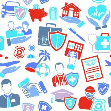 Insurance Seamless Pattern Stock Illustration