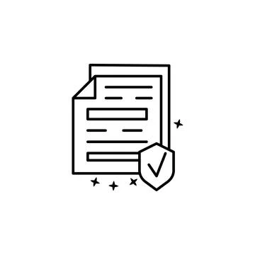 Insurance shield documents icon. Simple line, outline vector of project 库存插图