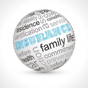 Insurance theme sphere with keywords Stock Illustration