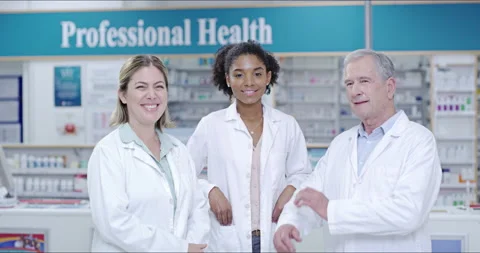 Insurance, trust or commitment from group of pharmacists, medical and healthcare Stock Footage 203930736