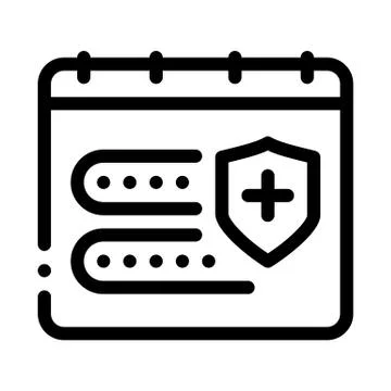 Insurance validity calendar icon vector outline illustration Stock Illustration