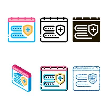 Insurance validity calendar icon vector outline styles Stock Illustration