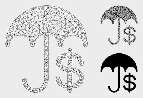 Insurance Vector Mesh Carcass Model and Triangle Mosaic Icon Stock Illustration
