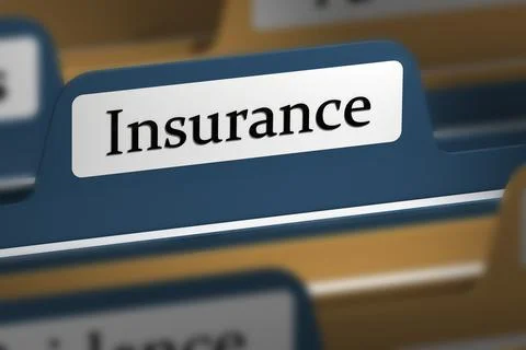 Insurance word on file folder tab Illustrazione stock