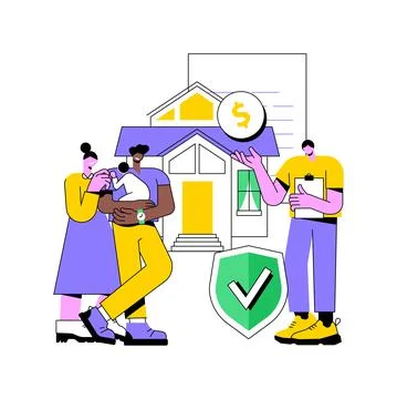 Insured mortgage protection program abstract concept vector illustration. 스톡 일러스트
