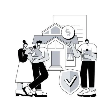 Insured mortgage protection program abstract concept vector illustration. Stock Illustration