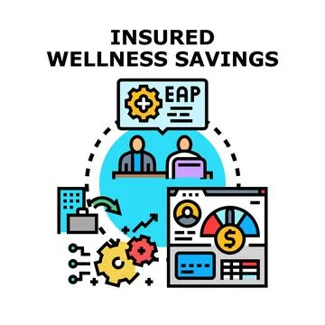 Insured wellness savings program for employee health Stock Illustration