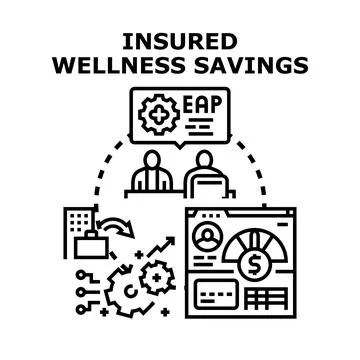Insured wellness savings program for employee health Stock Illustration