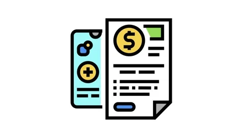 Insurtech documentation color icon animation Stock Footage 224013850