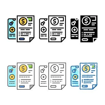 Insurtech documentation color icon vector pack Stock Illustration