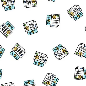 Insurtech documentation vector seamless pattern Stock Illustration