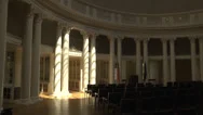 Int. Rotunda Main Room Dramatic Light From Skylight Stock Footage