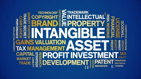 Intangible asset animated word cloud,animation kinetic typography seamless loop Stock Footage 310462531