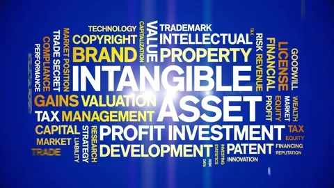 Intangible asset animated word cloud,animation kinetic typography seamless loop Stock Footage 310462616