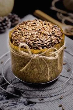 Integral Bread with Sunflower on Black Table Stock Photos