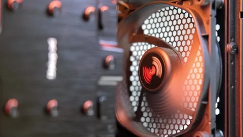 An integral part of a computer, a spinning fan. Cooling system. Stock Footage 251164851