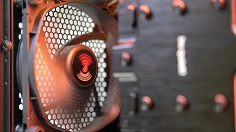 An integral part of a computer, a spinning fan. Cooling system. Stock Footage 251164889