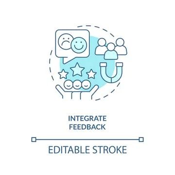 Integrate feedback turquoise concept icon Stock Illustration