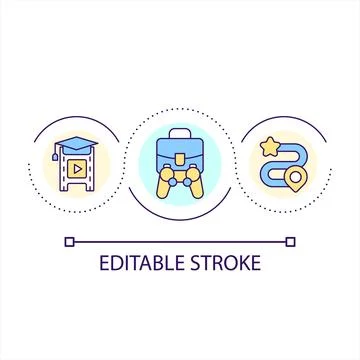 Integrate games in education loop concept icon 스톡 일러스트