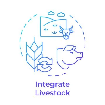 Integrate livestock blue gradient concept icon Stock Illustration