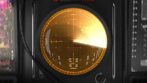 Integrated air defense control center detecting aerial threats with radar system Stock Footage 340346061