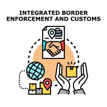 Integrated border enforcement and customs services concept Stock Illustration