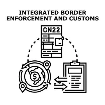 Integrated border enforcement and customs concept vector Stock Illustration