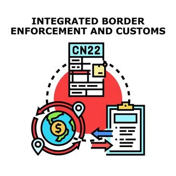 Integrated border enforcement and customs concept vector Stock Illustration