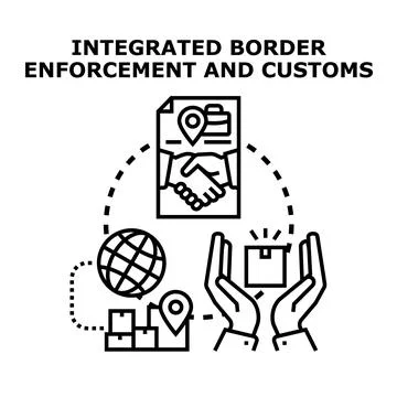 Integrated border enforcement and customs services concept Stock Illustration