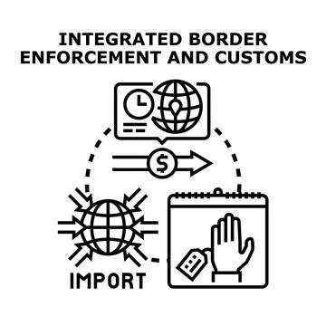 Integrated border enforcement and customs global trade security Stock Illustration