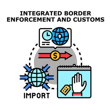Integrated border enforcement and customs global trade security Stock Illustration