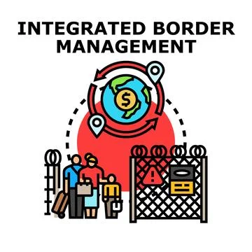 Integrated border management concept illustration with globe and people Illustrazione stock