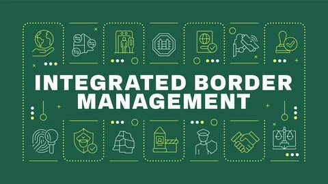 Integrated border management pine green word concept Illustrazione stock