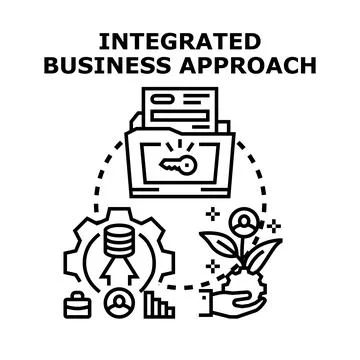 Integrated business approach finding solution and growth Stock Illustration