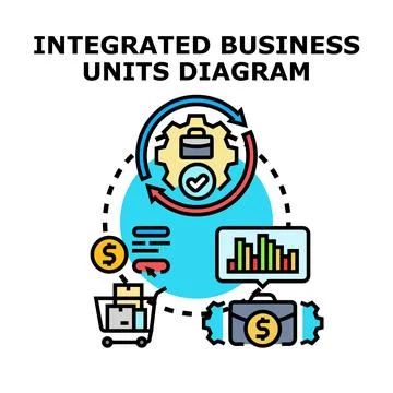 Integrated business units working process diagram Stock Illustration