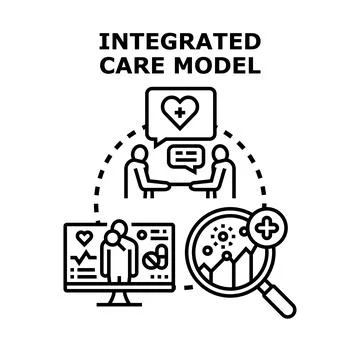 Integrated care model connecting patient data and treatment イラスト素材