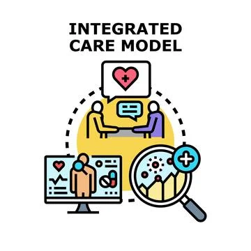 Integrated care model connecting patient data and treatment イラスト素材