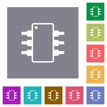 Integrated circuit alternate version square flat icons Stock Illustration