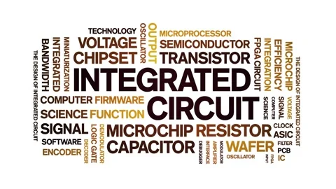 Integrated circuit animated word cloud,animation tag typography seamless loop. 스톡 동영상 325034369