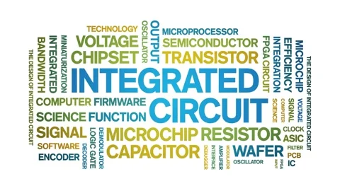 Integrated circuit animated word cloud,animation tag typography seamless loop. 스톡 동영상 325034372