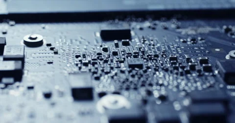 Integrated circuit board with processor close up. 스톡 동영상 245190082