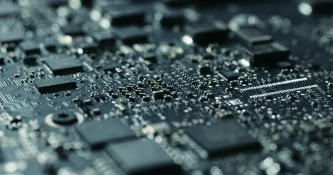 Integrated circuit board with processor close up. 스톡 동영상 245191032