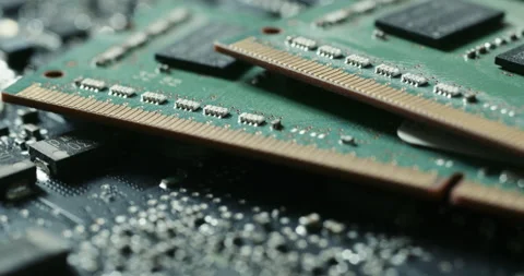 Integrated circuit board with processor close up. Stock Footage 245192786