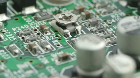 Integrated circuit boards macro rotating Video stock 59778763