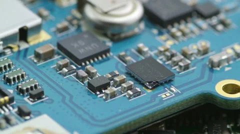 Integrated circuit boards macro rotating Stock-Footage 59778981